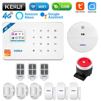 KERUI W184 GSM 4G WIFI Security Kaitse Tuya APP Smart Home Häired Anti Theft Security Alarm Süsteem Home Pakett 6 Keeles