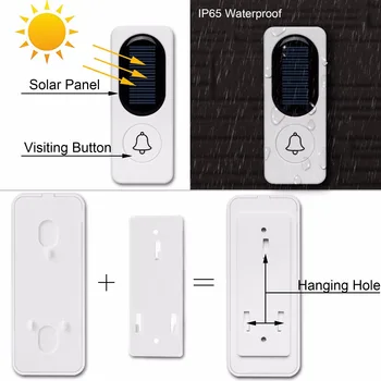 Päikeseenergia Traadita Heliseb Uksekell Väikese Võimsusega Kodu IP65 Veekindel 300M Uksekell Kellamäng Väljas Dingdong Teretulnud Doorbells