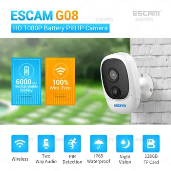 ESCAM G08 IP Kaamera 1080P HD Outdoor Indoor Valve Kaamera PIR Alarm Traadita WiFi Kaamera Turvalisuse Kaamera, Päikese Juhatus