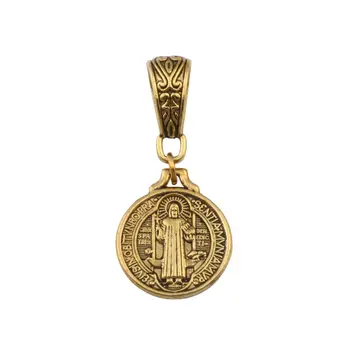 100tk Võlusid Benedictus Medal 18x40mm Vana Kulla Värvi Ripatsid, Ehted Teha DIY Käsitöö Käsitöö-A-114 a