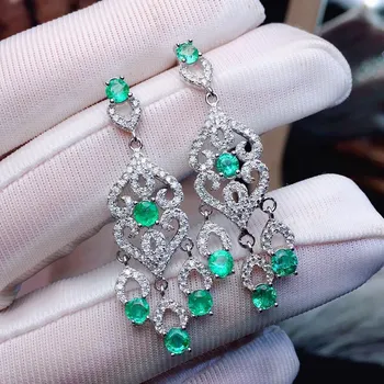 Tasuta kohaletoimetamine luksus Naiste kõrvarõngad Smaragd pulmad luksus naiste kõrvarõngad Jõulud Hõbe 925 Ehted Naiste Kalliskivid