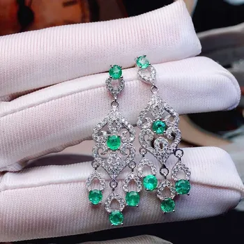 Tasuta kohaletoimetamine luksus Naiste kõrvarõngad Smaragd pulmad luksus naiste kõrvarõngad Jõulud Hõbe 925 Ehted Naiste Kalliskivid