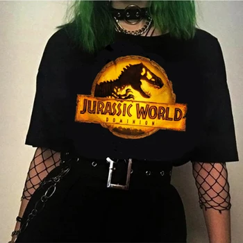 Jurassic Park/Maailma Dinosaurus Print T-Särk Naiste Suvine Top Naiste Roosa T-Särk Naljakas Vintage Graafiline Tees Särk Femme Outwear