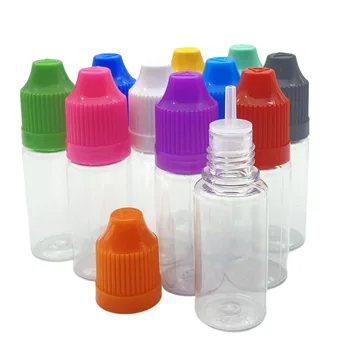 100tk Raske PET 10 ml Plastikust Pudel Tilguti Viaali eeterlik Õli Vedel Tühi Purk Koos lastekaitse Kaas Ja Pikk Ots