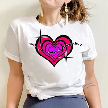 Esteetiline Südame prindi tshirt naiste koomiline tshirt naine graafiline disainer rõivad