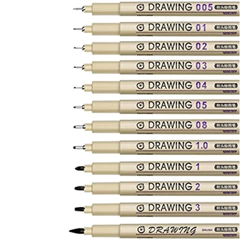 12 TK Must Peened Veekindel Tint Set Kunstitarbed Sm Joonis, Visand Anime Akvarell