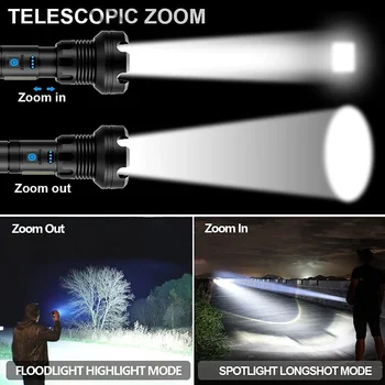 LED Laetav Tactical Laser Taskulamp 90000 Kõrge Luumenit