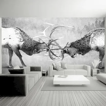 Kohandatud Taustpildi 3D Stereoscopic Põder Loomade Seinamaaling Põhjamaade elutuba, Magamistuba Taust Seina Maali De Papel Parede Taustapildid
