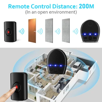 Wsdcam Traadita Uksekell Veekindel 300M Remote Väljas Juhtmeta Uksekell Kellamäng LED Flash Home Security Alarm Teretulnud Bell